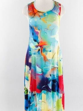 Sleeveless Abstract Multicolor Maxi Dress